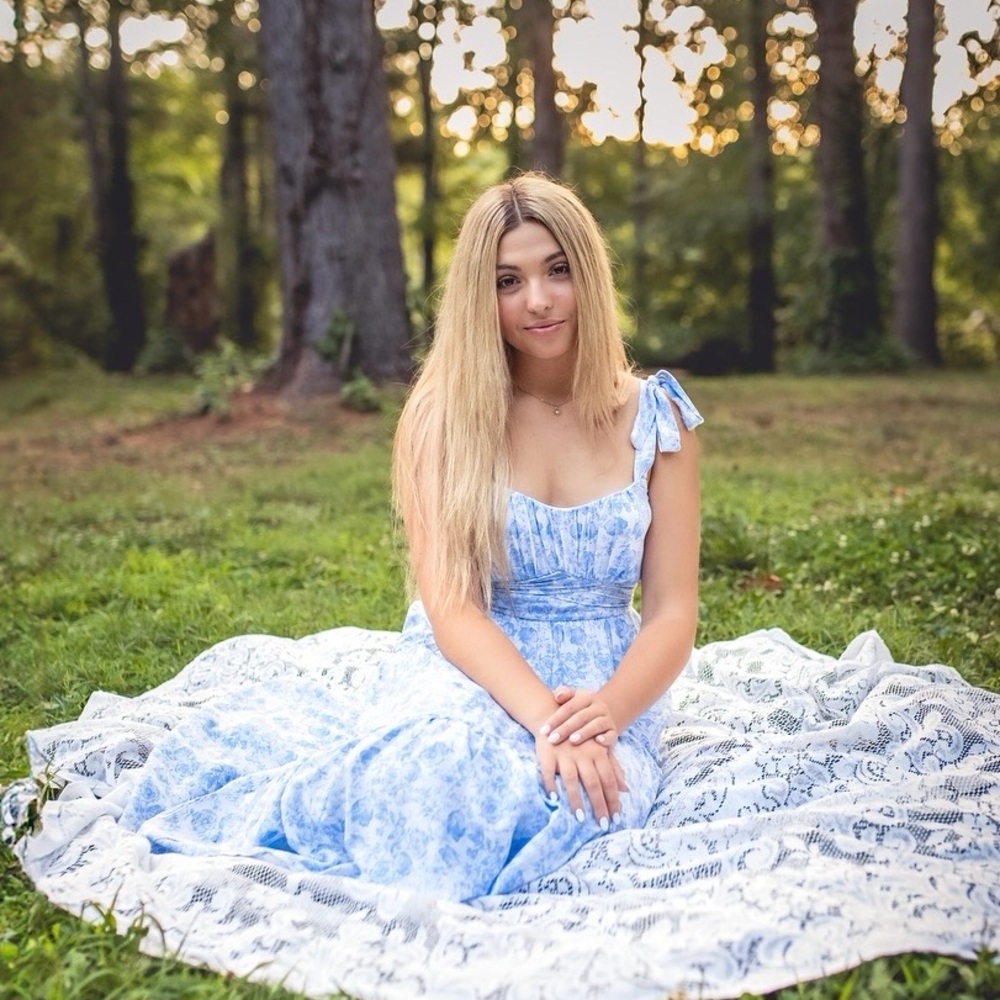 Blue Patterned Maxi Dress - Picture 5 of 6